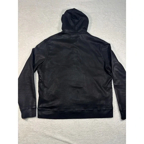 True Religion Men's Size Jet Black Coated Moto Hoodie Jacket Size 3XL - Picture 10 of 12